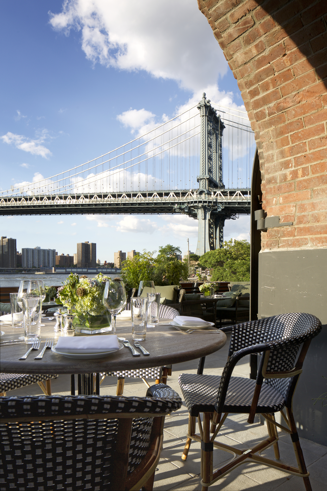 A view of Brooklyn Bridge from the outdoor terrace